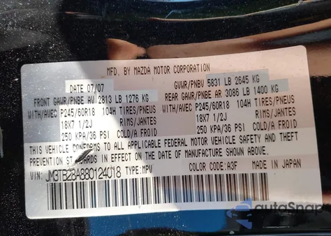 2008 Mazda Cx-9 Touring z USA, uszkodzony, nr VIN JM3TB28A880124018